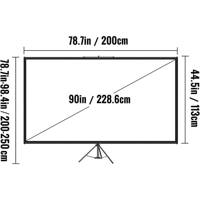 90 Inch 90 Inch Projector Canvas Projector Screen with Tripod 16:9 ...