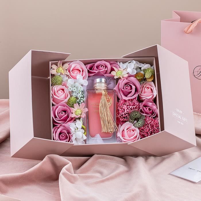 Coffret Parfum Femme,Rose Savon Fleur Boîte Artificielle Cadeau