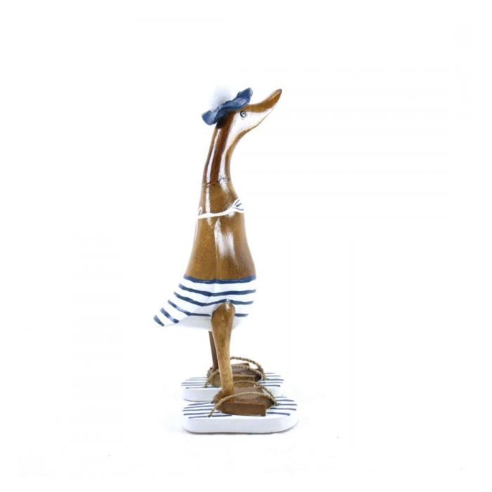 Coco Papaya Grand Canard Décoratif Blanc Brillant En Bois - 35 Cm - Artisanat