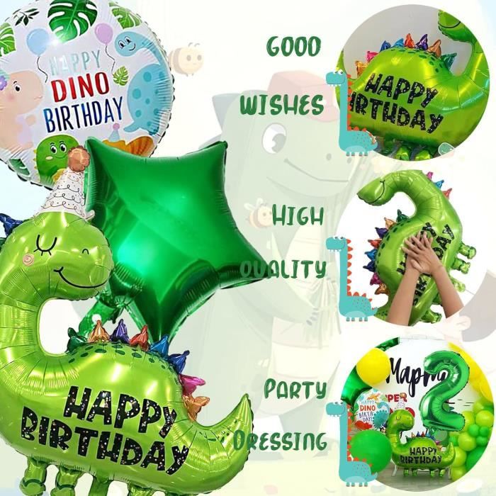 6 Ballons Dinosaure XXL En Aluminium - Décoration Fête Jurassic, Gonflage Hélium, Pour Anniversaire Enfant