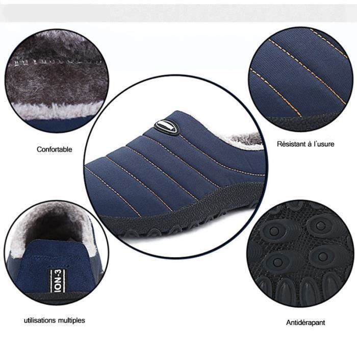 Chaussons Homme En Feutre - Pantoufles Chaudes Antidérapantes Pour L'intérieur Et L'extérieur