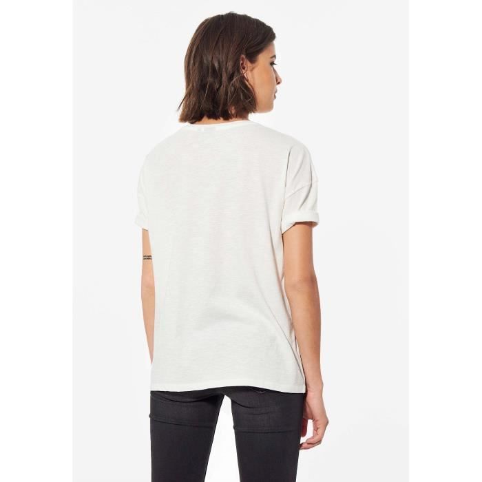 T shirt blanc loose Femme en 100 coton FILM Blanc Cdiscount Pret a Porter