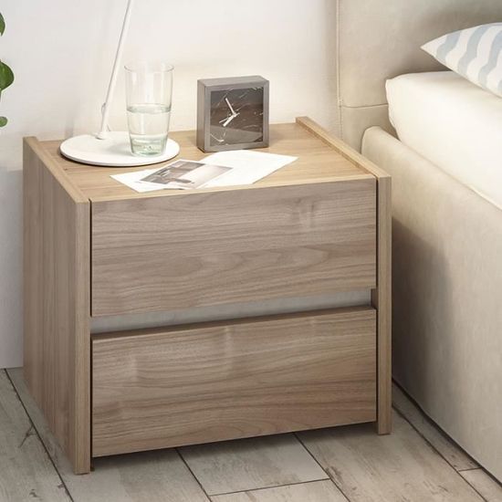 Chambre Adulte Couleur Bois Miel Et Taupe Adriano Lit Coffre Taupe