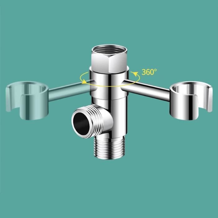 Support De Pommeau De Douche Sans Perçage - Ventouse Réglable 360° - En ABS Et Silicone - Universel - Avec Crochet - Pour Carrelage, Verre, Surfaces Lisses - 6