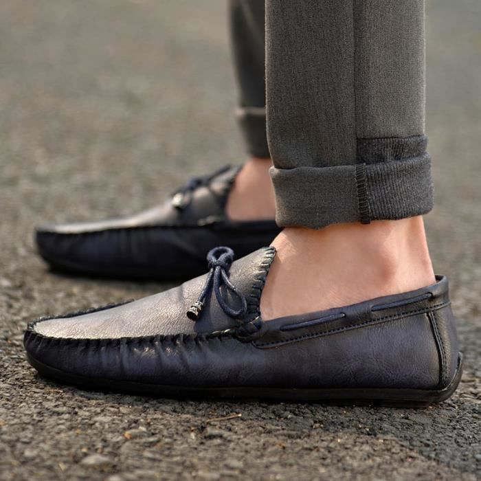 Mocassins Homme Kickback Haven - Cuir Souple, Semelle Confort, Lacets Élastiques