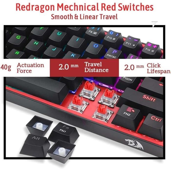 Reagon K617 Fizz Clavier de jeu RVB 60 % filaire, clavier mécanique compact  61 touches, (interrupteur rouge linéaire), pilote-lo152 - Cdiscount  Informatique