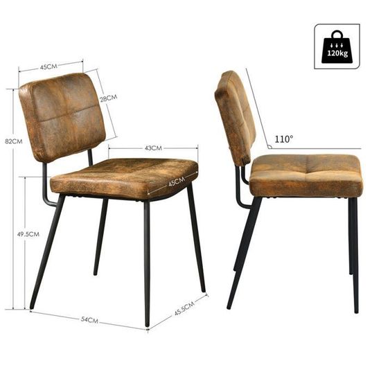 Lot de 2 chaises de salle à manger en bois avec coussin