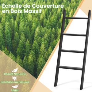 Étagère Échelle En.casa Avec 6 Échelons - Rangement Serviettes Et Vêtements Acier Noir 170x45x2 Cm Pour Salle De Bain