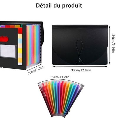 Porte-documents A4 13 Compartiments - Trieur Accordéon Avec étiquettes, Poignée Et Fermeture Cordon - 8