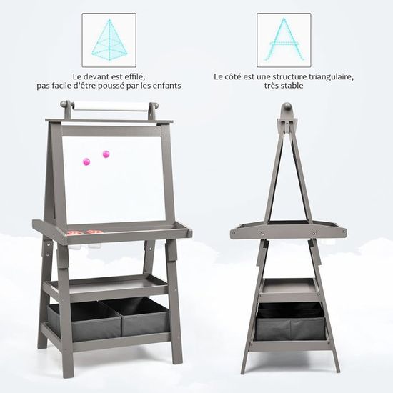 Arkmiido 4en1 Chevalet Multifonctions Tableau Double Face Tableau Noir Et Blanc Chevalet Peinture Tableau Magnetique En Bois Avec Boite De Rangement Et Accessoires Jouet Educatif Pour Enfants