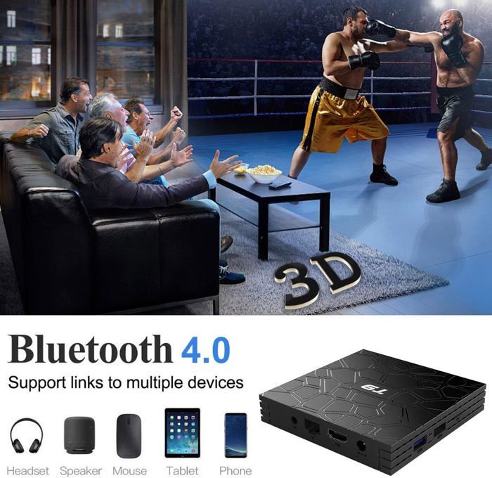 Android 14.0 TV Box, Résolution 8K UHD Android Box 2 Go RAM 16 Go ROM