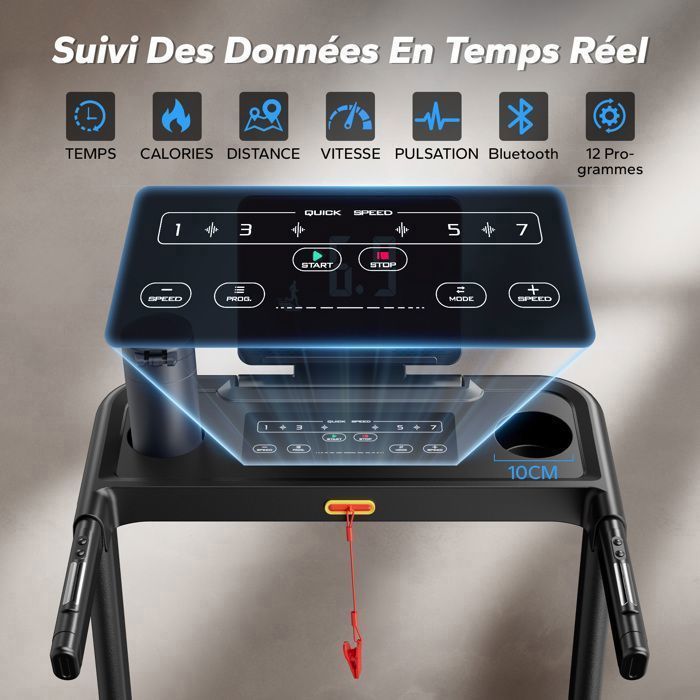 SPORTNOW - Tapis de marche pliable 1-6Km/h inclinaison réglable 4% max