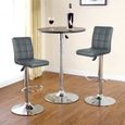 2x tabouret de bar,Gris chaise de bar PU Hauteur réglable de haute qualité Rotatif à 360 -0