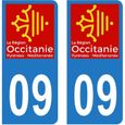 Lot 2 Autocollants Stickers plaque immatriculation voiture auto département 09 Ariège Logo Région Occitanie-0