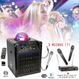 Pack Enceinte Karaoke sur batterie Bluetooth USB SD BOOST-KUBELED-BK - 2 Micros sans fil - 1 Micro Filaire - Télécommande - Enfant-0