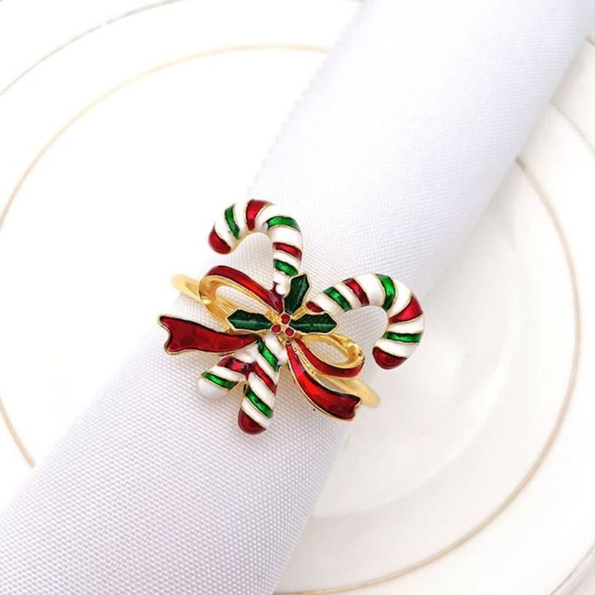 6 Ronds De Serviette Alliage Flocon De Neige VALICLUD – Décoration De Table Noël, Rose Doré, 5,5 Cm