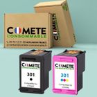 COMETE CONSOMMABLE 301 2 Cartouches d'encre compatibles avec HP 301 Noir + Couleur pour imprimante HP