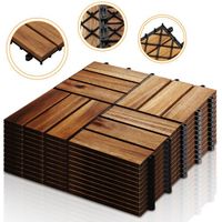 Hengda 2 Mètres carrés carreaux de bois carreaux de bois d'acacia Lot de 22 dalles en bois d’acacia, modèle mosaïque