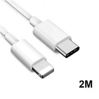 Câble de Charge USB pour iPhone 14 Pro Max - 14 -14 Pro 14 Plus - Câble 2 Mètre - Blanc