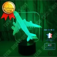 TD® xm12383-Hmnzxy Avion Cadeau Acrylique Coloré Nuit Lumière 3D Électronique Produit Décoration Petite Lampe De Table