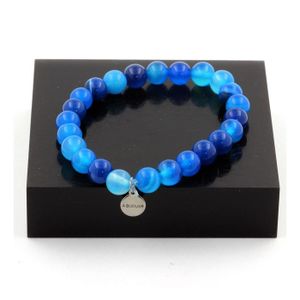 Bracelet Sodalite du Brésil + Perles Lave 8 mm. Fabriqué en France