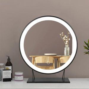 MIROIR ÉLECTRIQUE Miroir LED de Maquillage WSdwqaa - Cadre Noir Rond