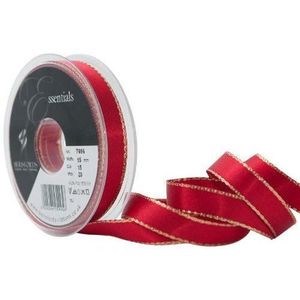 Berisfords Festive bord doré ruban satin 15 mm large-blanc-par mètre