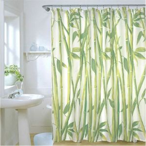 RIDEAU DE DOUCHE Rideau de douche en tissu bambou paysage - Marque - Modèle - Vert - Polyester - 180 x 180 cm