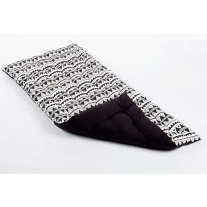 Matelas de sol souple 100% coton imprimé DJERBA 120x60x5cm - Noir