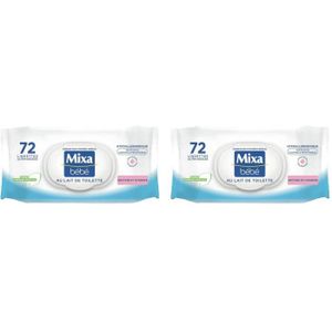 LINGETTES BÉBÉ LOT DE 2 - MIXA : Bébé - Lingettes au lait de toilette nettoyantes et hydratantes 72 lingettes