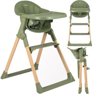 CHAISE HAUTE  Chaise haute multifonction MoMi KALA - bois de hêtre - compact - jusqu'à 15 kg - vert