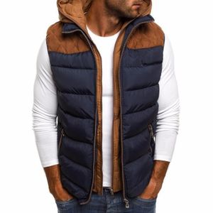 DOUDOUNE Doudoune Homme,S-5XL Doudoune Sans Manches Homme Chaud à Double Zip,Doudoune Homme Matelassée Sans Manche à Capuche-Bleu