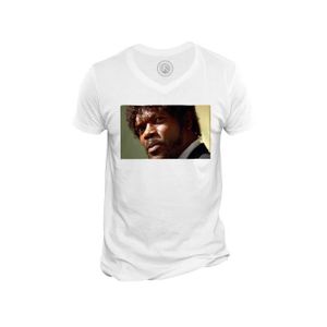 T-SHIRT T-shirt Homme Col V Samuel L. Jackson Pulp Fiction Regard Effrayant Cinema