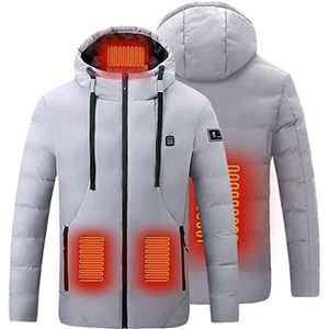 DOUDOUNE Manteau Chauffante à Capuche, Homme Doudoune à Capuche Veste Chaude avec 3 Niveaux de Chauffage,Interface USB,Hommes Femmes Hiver Ve