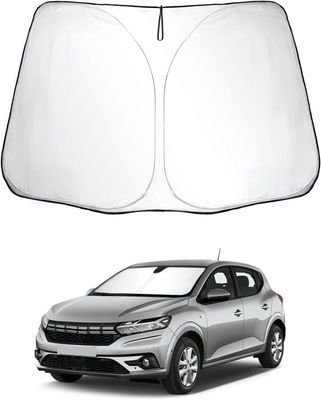 Pare-soleil De Pare-brise Voiture Pliable - 145x65 Cm, Double Couche Noir/argent, Protection UV Et Chaleur - 7