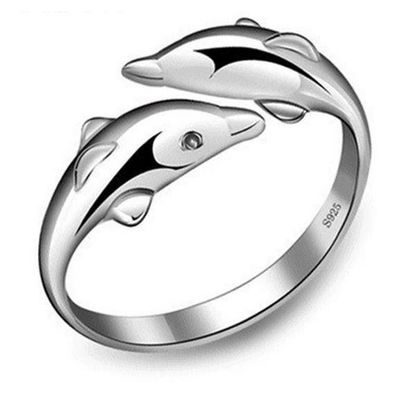 Bague Dauphin En Argent 925 - Poids 4.76g, Taille 54, Occasion, Fabrication Française