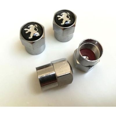Lot 4 Bouchons De Valve Hexagonaux Laiton Chromé - Look Premium Anti-Poussière Pour Voiture, Moto, Vélo