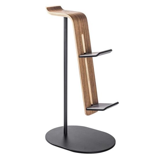 Muso Wood Support De Casque Universel En Noyer Avec Base De Rangement, Support De Casque De Bureau En Bois Pour Casque De Jeu Et Casque De Musique