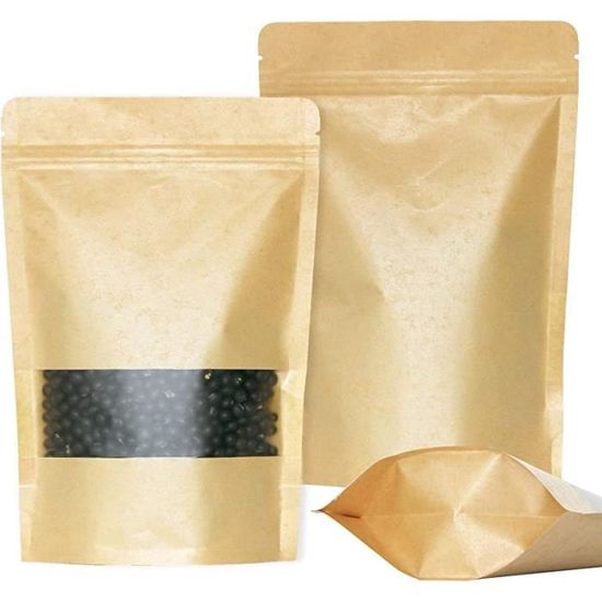 50 Pcs En Papier Kraft,Pochettes Cadeau Marron, 30x21x9 Cm, Pochettes