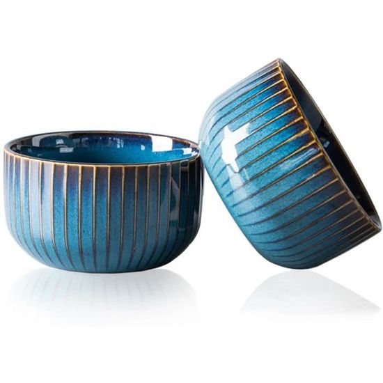 4 Bols à Céréales LOVECASA 760ml - Porcelaine Bleu Dégradé - Micro-ondable