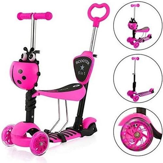 Trottinette Enfant 3 Roues SEJOY Réglable - Avec LEDs Clignotantes, Bleue, Neuve