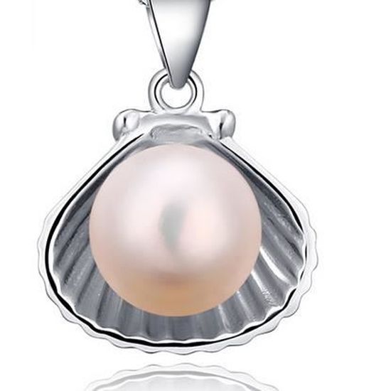 Collier Avec Pendentif Coquillage Fossile Turritella - Plaqué Argent 925, Neuf Avec étiquettes Tres.Or