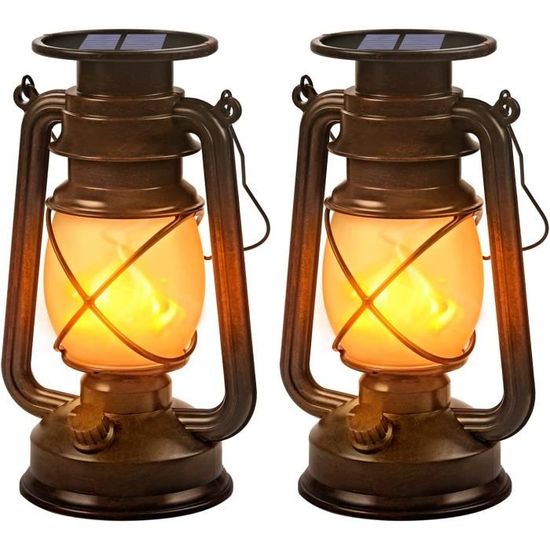 Lanterne Solaire Exterieur Jardin 2 Pièces Lampe Solaire Exterieur Avec Effets De Flammes Ip44 Impermeables Solaires Lanternes Pour Table Patio Cour Cloture Allee 87409103