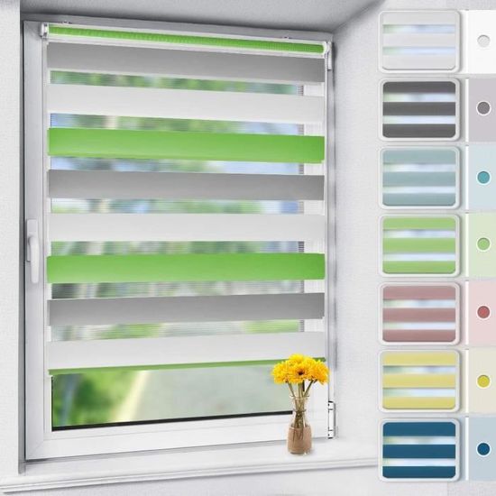 Store double avec système de fixation sans perçage pour fenêtre, brisevue, laisse passer la