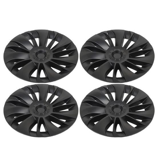 Garosa Enjoliveur de roue 4 pièces 19 pouces capuchon de moyeu de roue noir mat anti-rayures