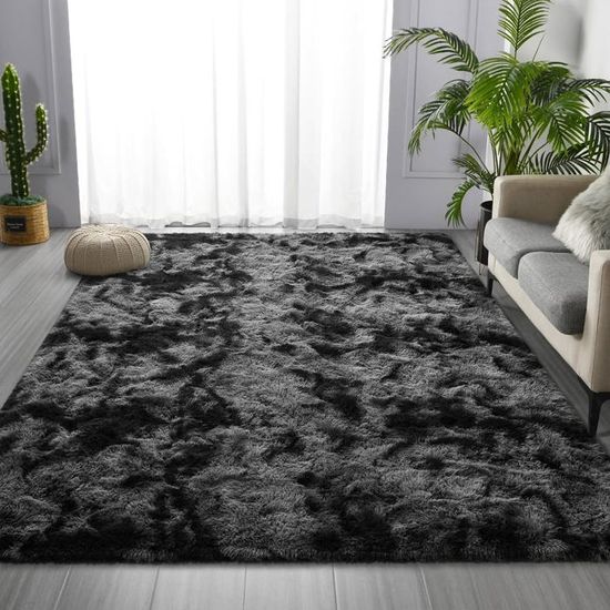 Tapis de Salon Shaggy Moelleux Gris Foncé 160 x 230 cm