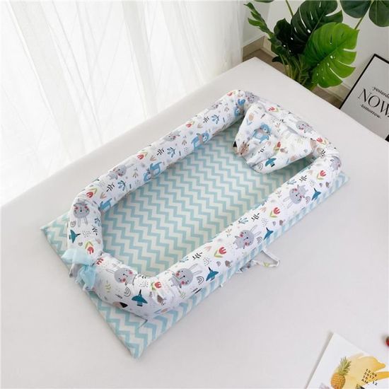 Palulli Nid Douillet 2 Faces Bébé Garden Mint – Cocon De Voyage 100% Coton Öko-Tex, Parfait 0-8 Mois