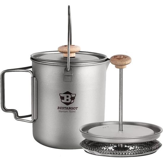 Popote Titane Bestargot 750ml - Ultralégère Pour Randonnée, Bivouac - Avec Sac Isotherme - Camping Solo