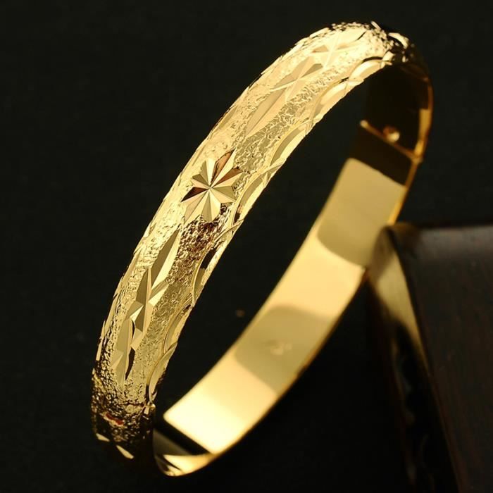 Bijoux cadeau de Noël Bracelet jonc plaqué or pour femme Bijoux Taille 6 pouces,Ouvert Bracelet,8mm large