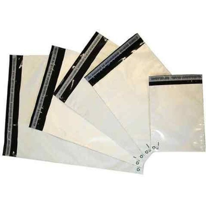 Lot de 100 enveloppes plastiques blanches opaques 260x350 mm, sachets d'expédition 26x35 cm 60 microns
